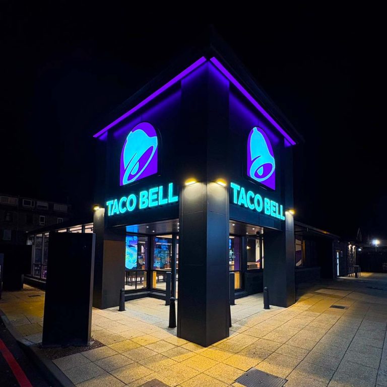 Commercial business Taco Bell lighting installation completed by Albert's Electrical.